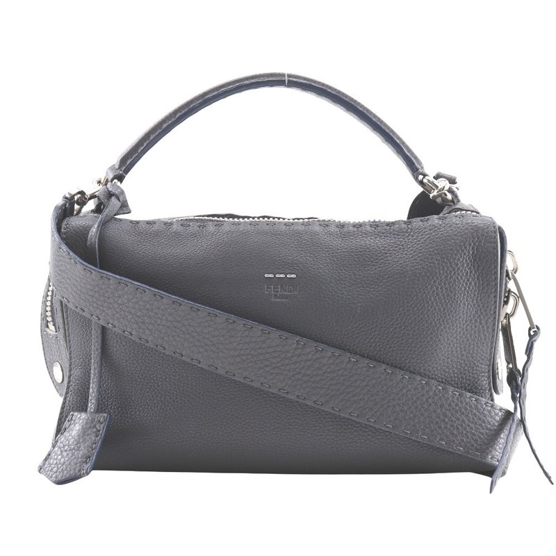 FENDI Selleria Ray Handbag 2WAY Shoulder 8BL137 Calfskin Gray Women's [Used] - กระเป๋าถือ - หนังแท้ สีเทา