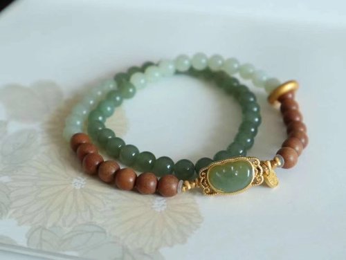 Angel's tears 天使之淚 Jewelry Design 天然和田玉 /和闐玉-晴水玉 老山檀危料翡翠如意設計多圈手串