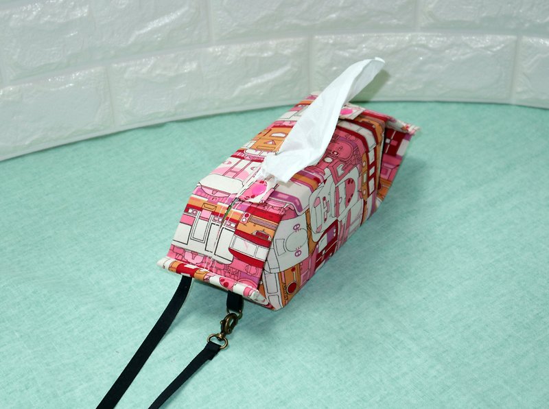 Train-hangable movable hook storage bag toilet paper / paper cover*SK* - กล่องทิชชู่ - ผ้าฝ้าย/ผ้าลินิน สึชมพู