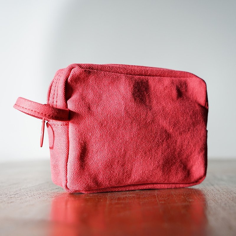 Mushroom MOGU/Canvas Storage Bag/Watermelon/Bub Bear - กระเป๋าเครื่องสำอาง - ผ้าฝ้าย/ผ้าลินิน สีแดง