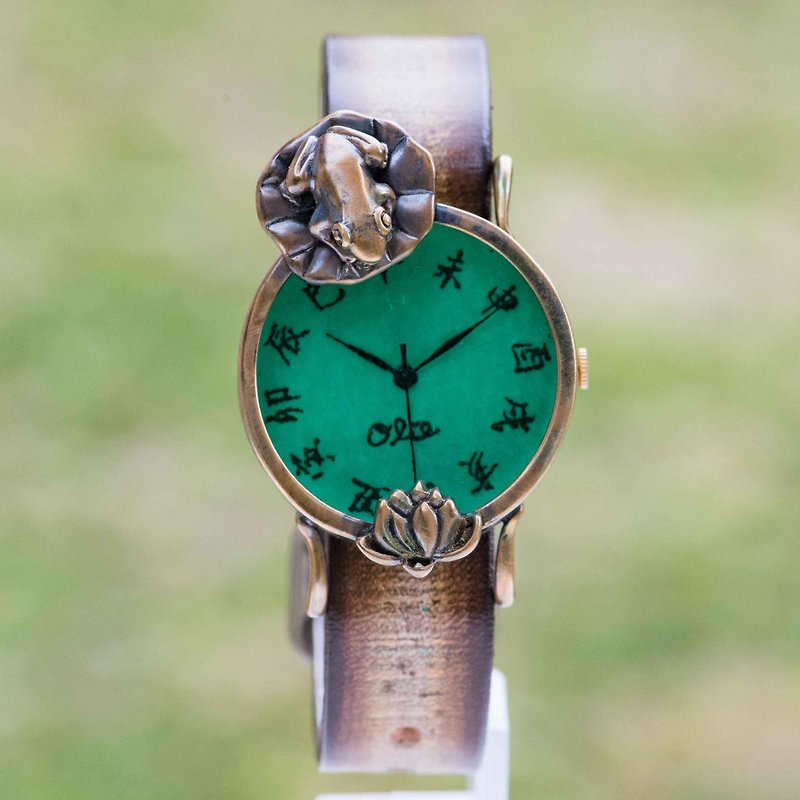 Lotus, beautiful watches R M Emerald green Edo letters - นาฬิกาผู้หญิง - โลหะ สีเขียว