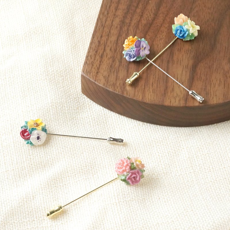 =Flower Piping= Customize Bouquet Brooch - Brooches - Clay Multicolor
