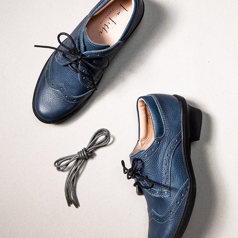 Me and my champion Oxford shoes _ midnight blue - Women's Oxford Shoes - Genuine Leather Blue