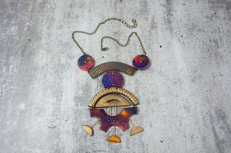 geometrical Statement necklace  rainbow Bib necklace wearable art - สร้อยคอ - พลาสติก หลากหลายสี