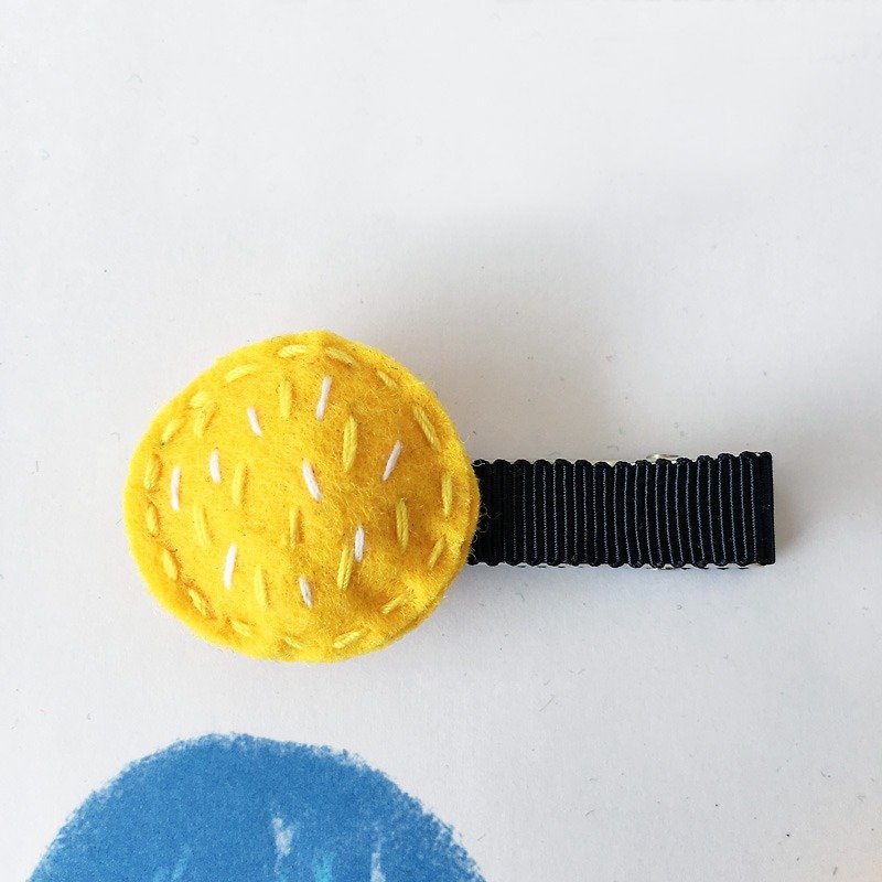 圓圓髮夾(HUA-004-8) - 髮飾 - 棉．麻 黃色