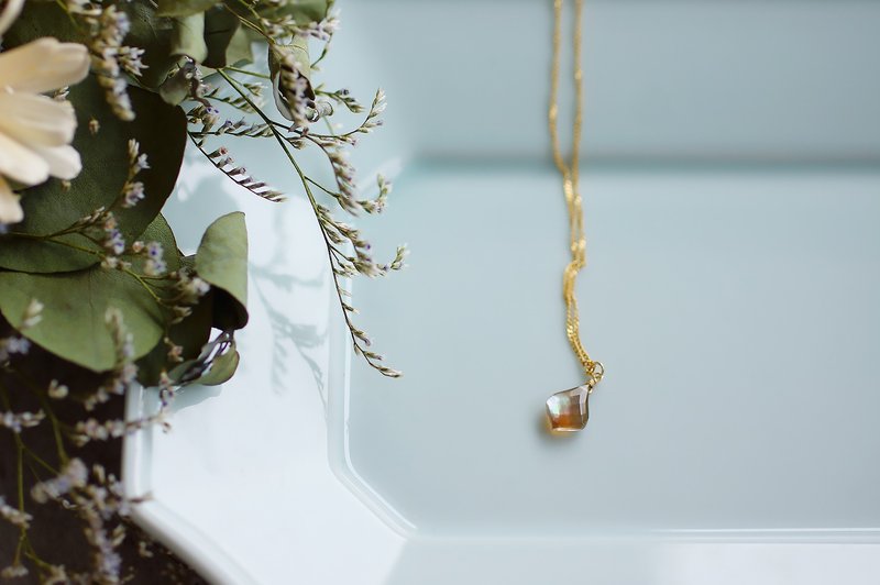 14kgf-棕殼水晶項鍊 - 項鍊 - 半寶石 咖啡色