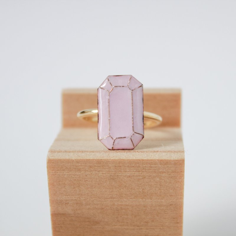 Cloisonne ring April birthstone morganite color - แหวนทั่วไป - วัสดุอื่นๆ สึชมพู