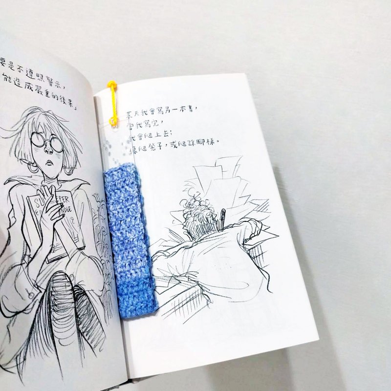 編織壓克力書籤 透明書籤 手作書籤 質感書籤 創意書籤 特殊材質 - 書籤 - 棉．麻 藍色