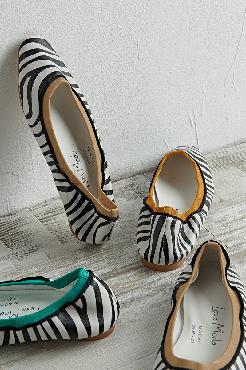 Zebra printed flats - Mary Jane Shoes & Ballet Shoes - Genuine Leather Multicolor