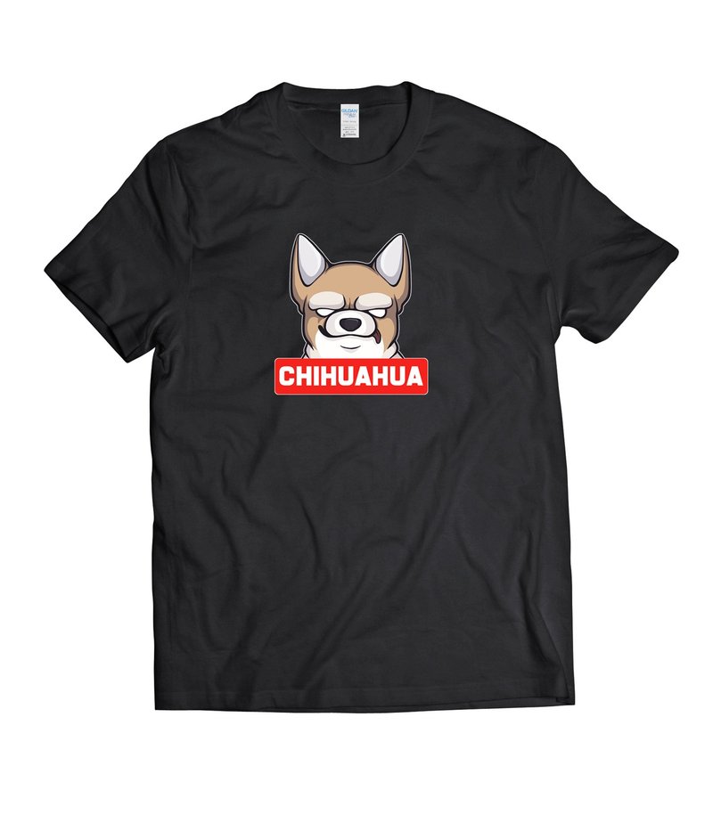 一臉卑鄙的可愛吉娃娃-T-shirt 白/黑/灰/藏青 - 男 T 恤 - 棉．麻 多色