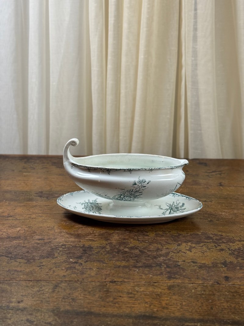 50603-典雅法國古董醬汁船 Elegant French antique sauce boat - 盤子/餐盤/盤架 - 瓷 