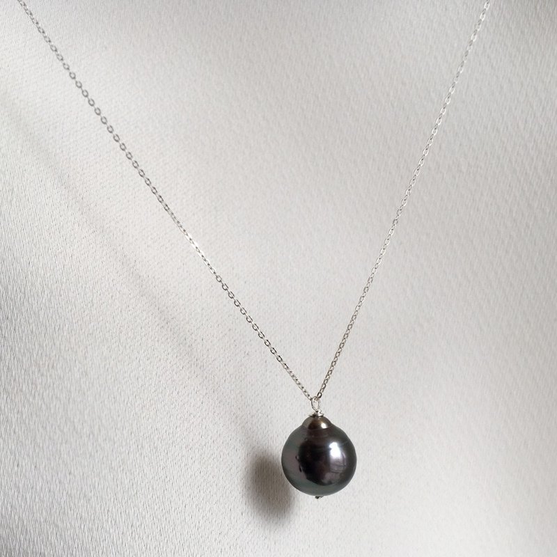 [SILVER] Large 12mm Up Tahitian Baroque Pearl Necklace - สร้อยคอ - ไข่มุก 