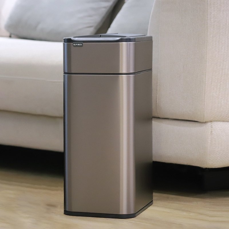 ELPHECO Stainless Steel double-open deodorizing sensor trash can ELPH9811U titanium gold - Trash Cans - Other Materials 