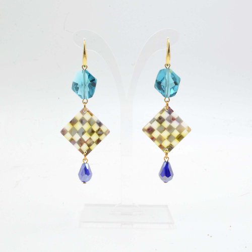 TIMBEE LO shop 藍色施華洛不規則水晶石耳環 Blue Swarovski Crystal Earrings