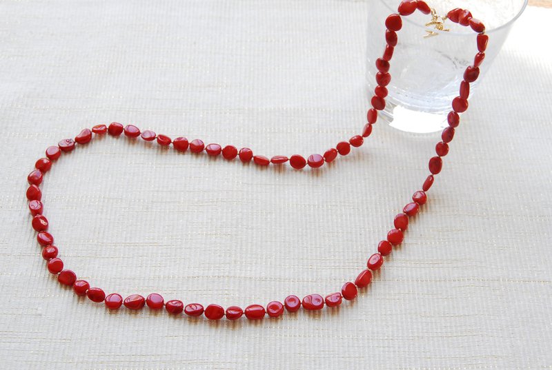 red coral necklace - สร้อยคอ - เครื่องประดับพลอย สีแดง