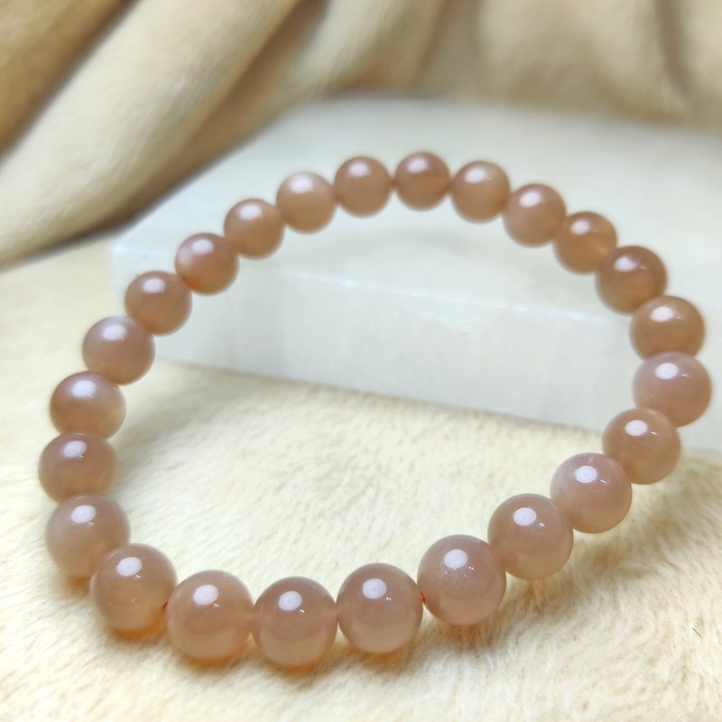 橙月光石 Moonstone 手串 手鍊 天然水晶 水晶手鍊 8mm - 9mm - 手鍊/手環 - 玉石 