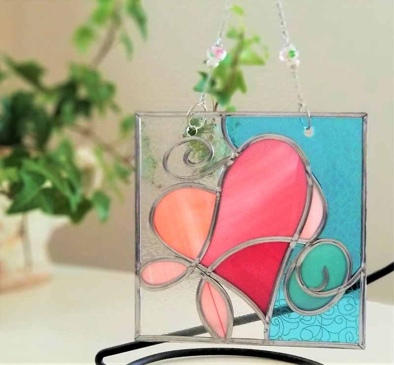 Square Ornament "Fairy Heart" - Wall Décor - Plastic Pink