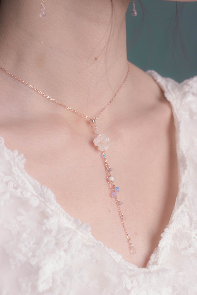 BLOSSOM Rose-gold Plated 925 Silver Necklace - Necklaces - Clay Pink