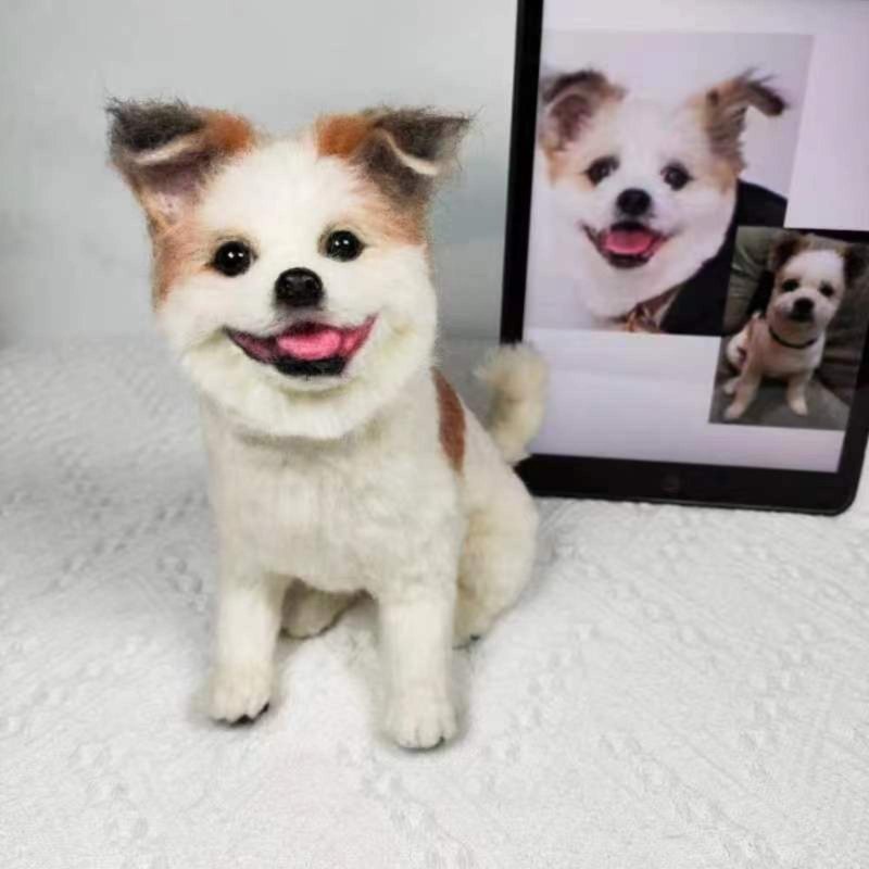 客製化逼真犬羊毛氈寵物娃娃定製複刻狗狗猫咪毛小孩公仔 - 貓/狗玩具 - 羊毛 多色