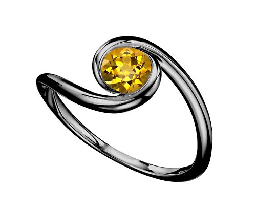 Majade Jewelry Design 極簡主義黃水晶戒指 14K金求婚戒指 十一月誕生石戒指 優雅金戒指