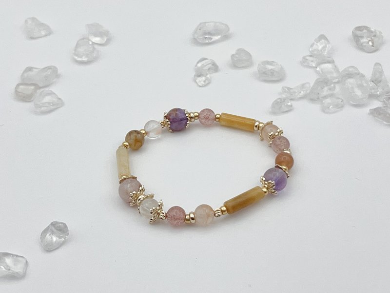 Sosii | Crystal 09 Natural Crystal Bracelet | Feldspar Style-Yellow | - สร้อยข้อมือ - คริสตัล สีเหลือง