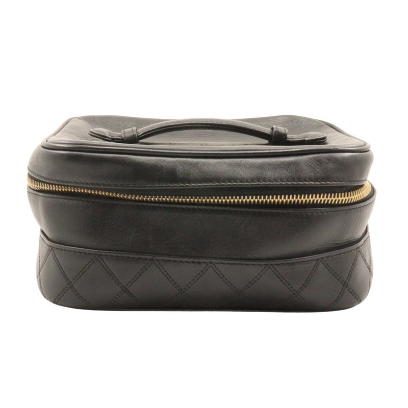 【日本直送】シャネル CHANEL バニティ ポーチ ビコローレ ハンドバッグ ラムスキン 黒 レディース【中古】 - 化妝包/收納袋 - 真皮 黑色