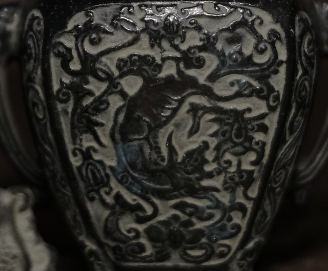 新品入荷 【古代中国工芸品】奎文獣耳香炉 古代染付象頭香炉