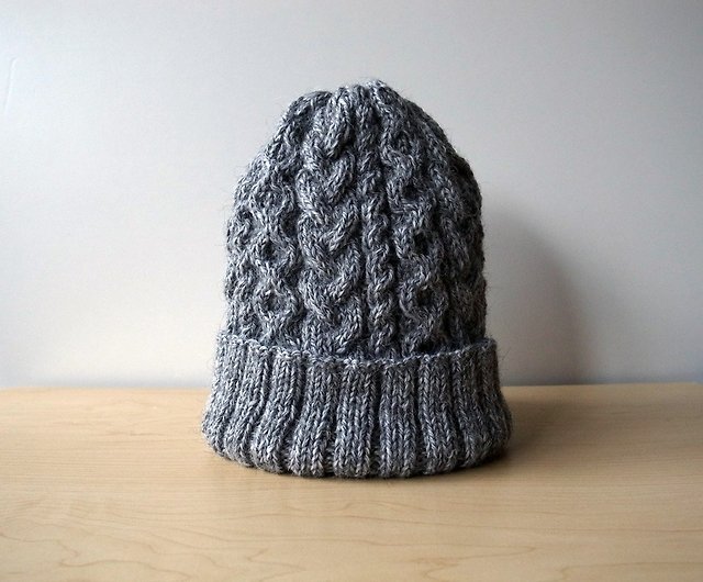 Aran knitted hat - gray knitted hat Made to order - Shop lanka 