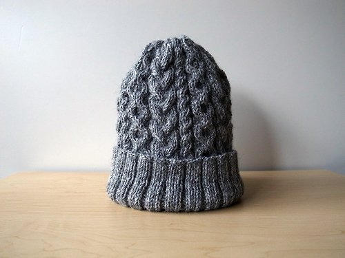 Lanka アランニット帽・グレー knitted hat 受注生産
