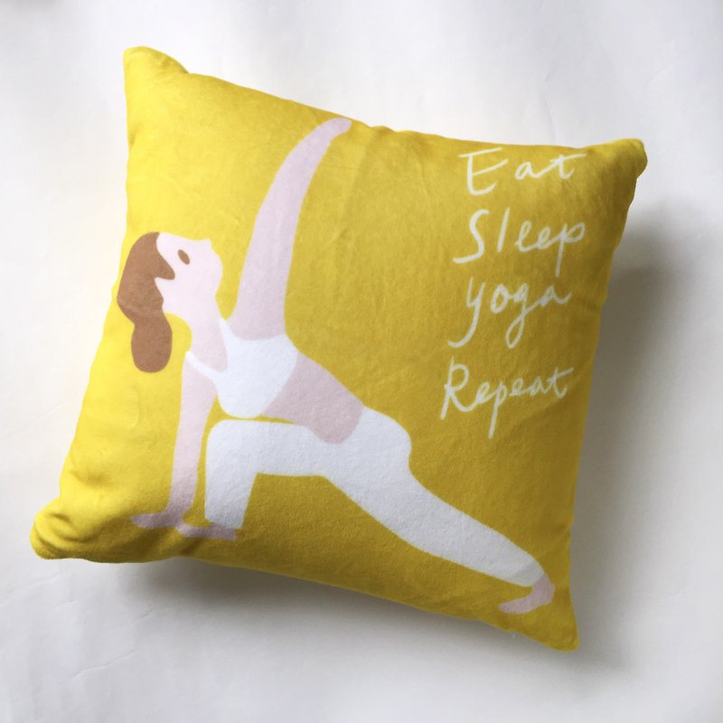 Eat Sleep Yoga Repeat Yoga Girl Pillow Fluff Pillow - with Pillow Mustard - หมอน - เส้นใยสังเคราะห์ สีเหลือง