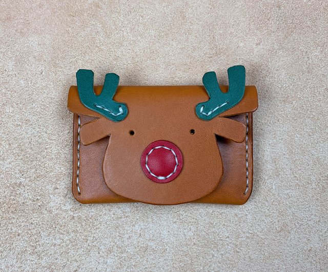 Elk coin purse card holder Taiwanese animal shape genuine leather vegetable tanned