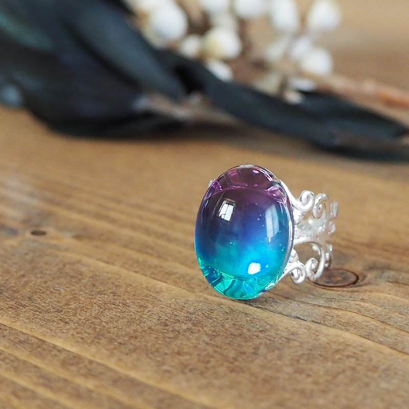 宝石レジン 秋の実り色 リング/指輪 フリーサイズ 選べる3色の台座 - 戒指 - 樹脂 紫色