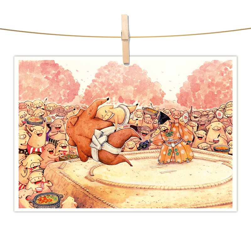 afu水彩イラストポストカード-桜のテクニック - カード・はがき - 紙 ピンク
