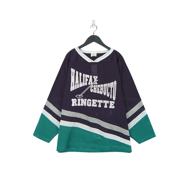 A‧PRANK :DOLLY :: Retro VINTAGE Lilium Violet Two-color Lifax Ice Hockey Jersey (T804015) - เสื้อยืดผู้ชาย - ผ้าฝ้าย/ผ้าลินิน สีม่วง