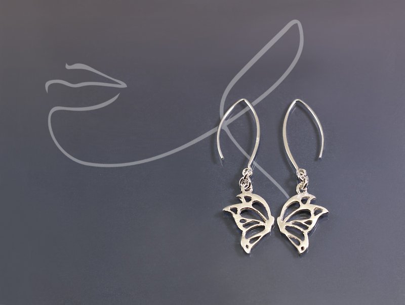 Animal Series - Butterfly 925 Silver Earrings (A Pair) - Earrings & Clip-ons - Sterling Silver 
