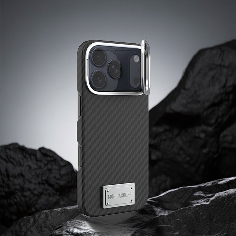 【iPhone 17系列】磁吸支架式防彈纖維手機殼 - 消光黑 - 手機殼/手機套 - 碳纖維 