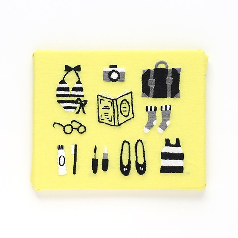 Travel - Embroidery Panel Kit - Knitting, Embroidery, Felted Wool & Sewing - Thread Yellow