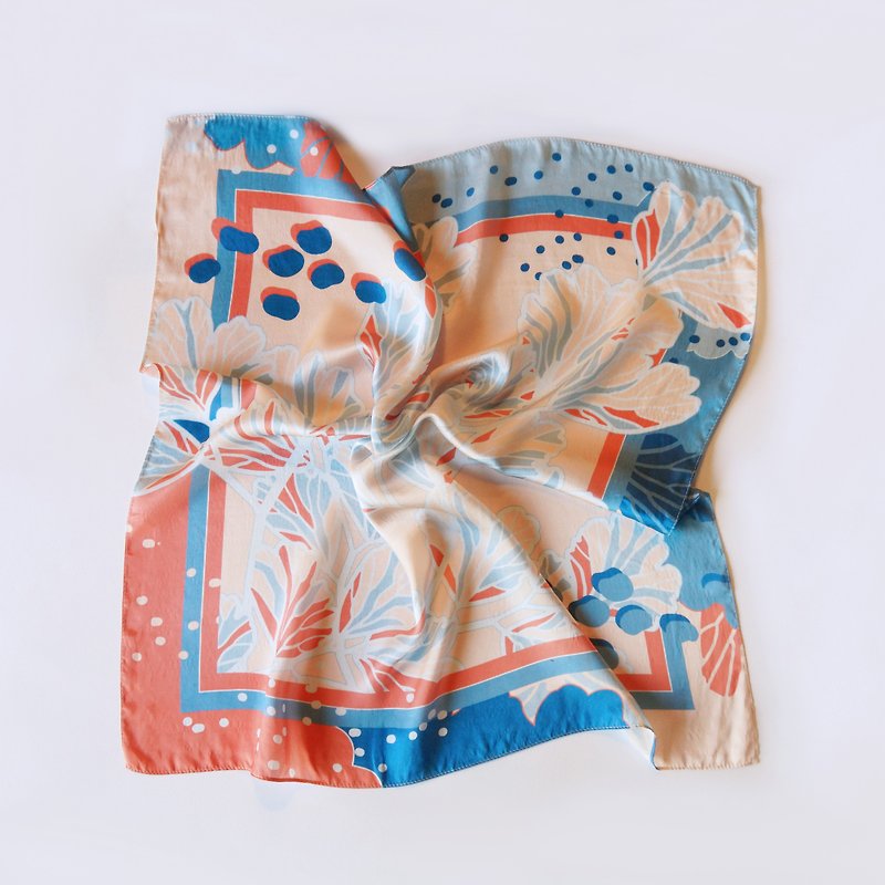 Fern Pattern 100% silk scarf - Adiantum capillus-veneris - Scarves - Silk Pink