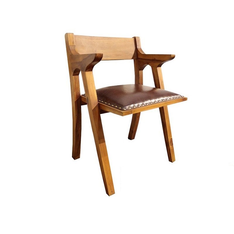 [Jidi City 100% Teak Furniture] RPCH016BSL Teak Full Cow Leather Dining Chair Leisure Chair - เก้าอี้โซฟา - ไม้ 