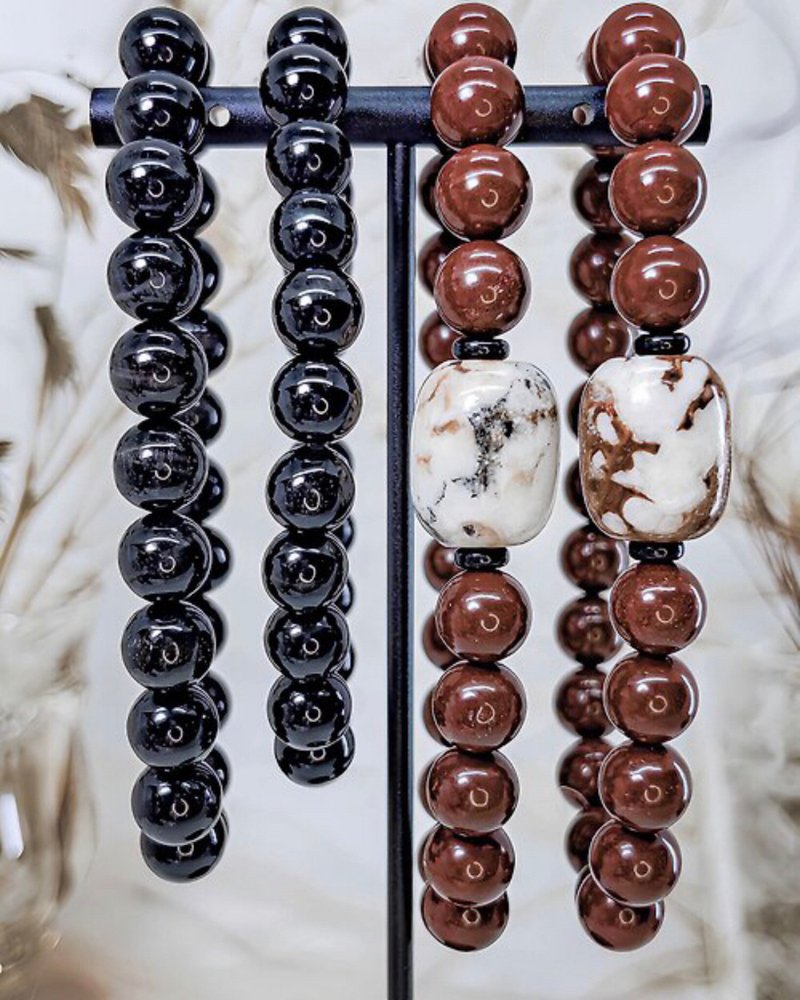 【避邪之石】珊瑚舍利血舍利/閃電黑虎眼石 七月鬼月必備水晶手串 - 手鍊/手環 - 水晶 多色