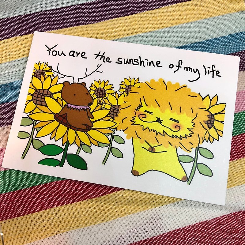 KaaLeo-You are the sunshine of my life postcard Lion Lion - การ์ด/โปสการ์ด - กระดาษ สีเหลือง