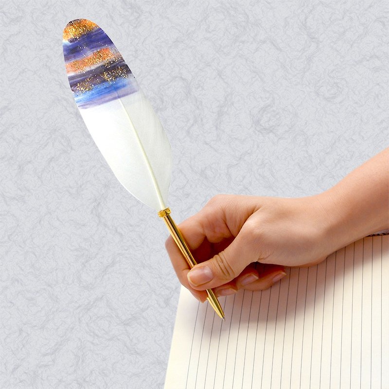 Japan Quill Pen feather ball pen Gold luxury series G09 feather pen starry sky hope - ปากกา - วัสดุอื่นๆ ขาว