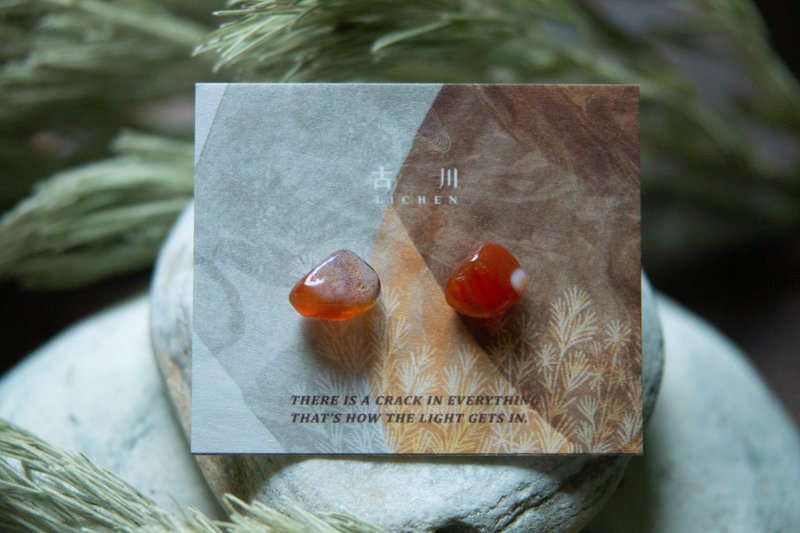 CRACK | 礦物系耳環 |  EARRINGS - 耳環/耳夾/耳骨夾 - 玉石 紅色