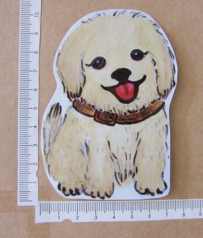 Hand drawn illustration style fully waterproof sticker golden retriever - สติกเกอร์ - วัสดุกันนำ้ สีทอง