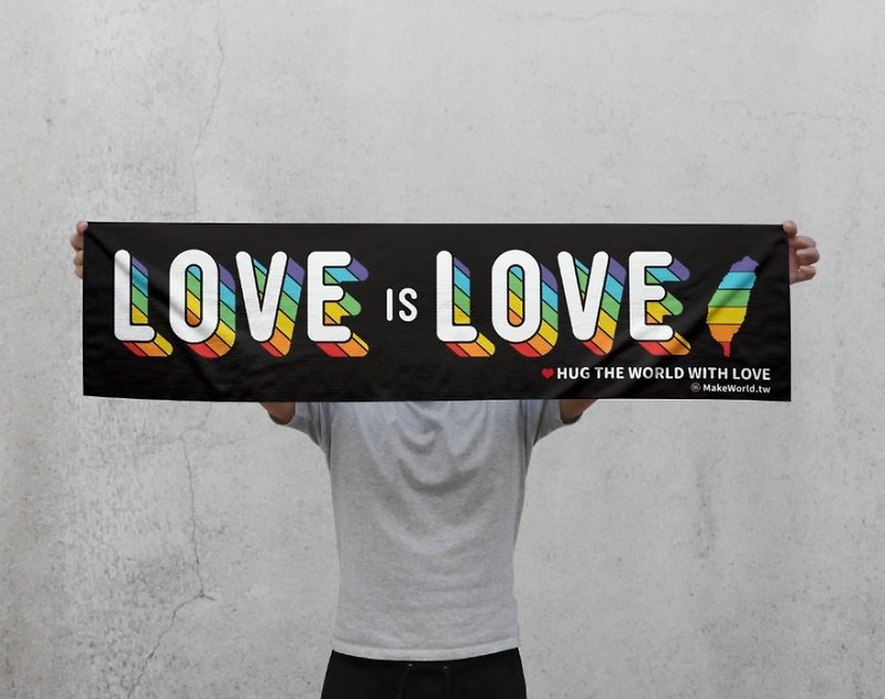 Make World Sports Towel (Rainbow-LOVE is LOVE/Black) - Towels - Polyester 