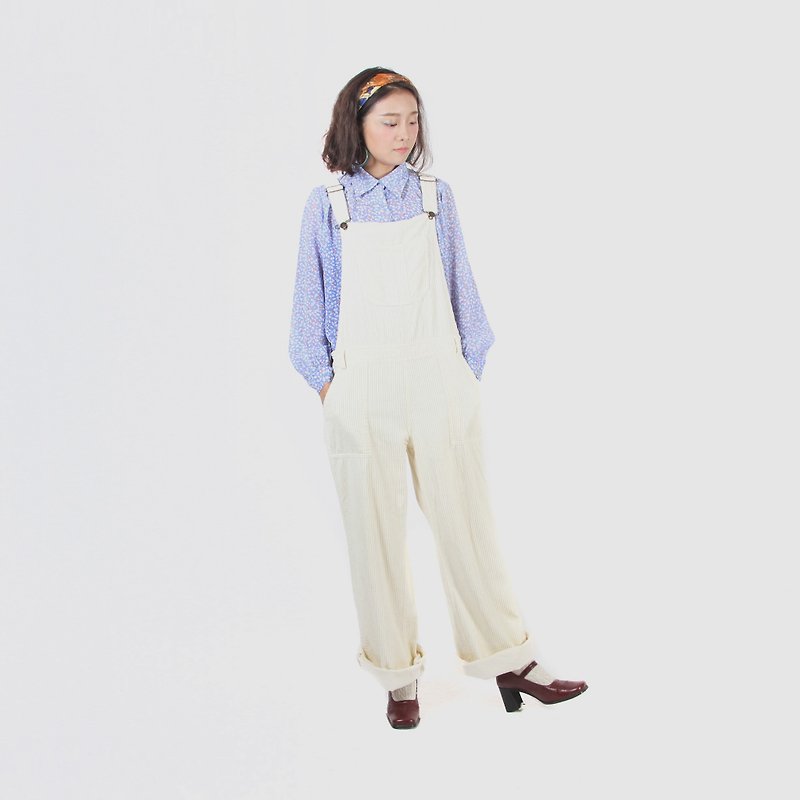 [Egg plant vintage] paint artist corduroy vintage suspenders - Overalls & Jumpsuits - Cotton & Hemp 