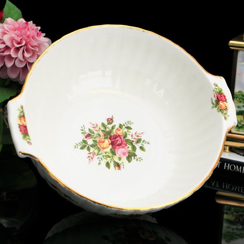 擎上閣裝飾藝術 英國Royal Albert 鄉村玫瑰花陶瓷大碗湯碗 迎賓水果大缽