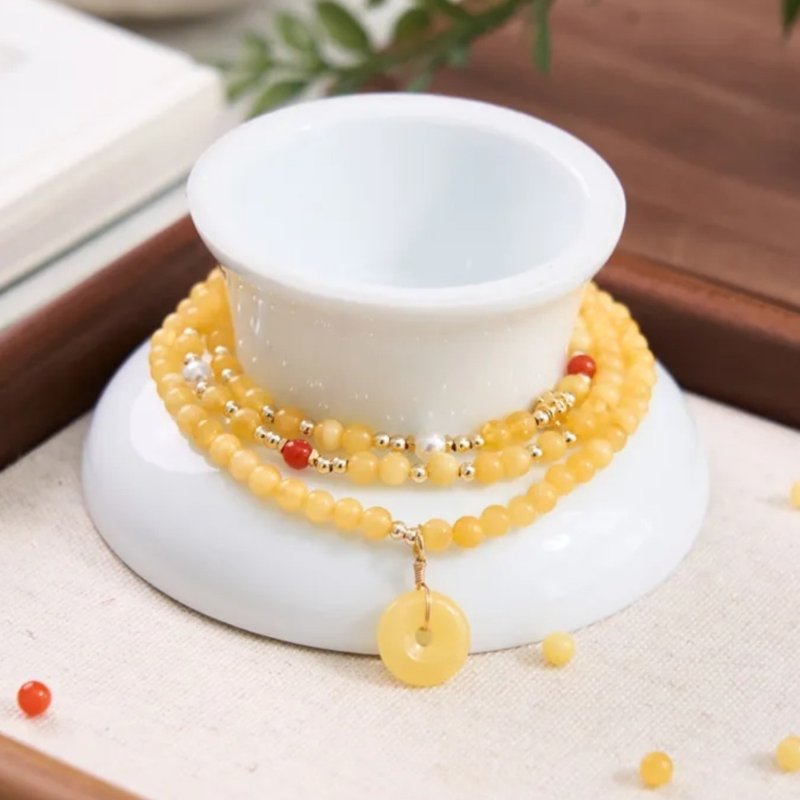 蜜蠟小米珠三圈手鏈 - 手鍊/手鐲 - 半寶石 