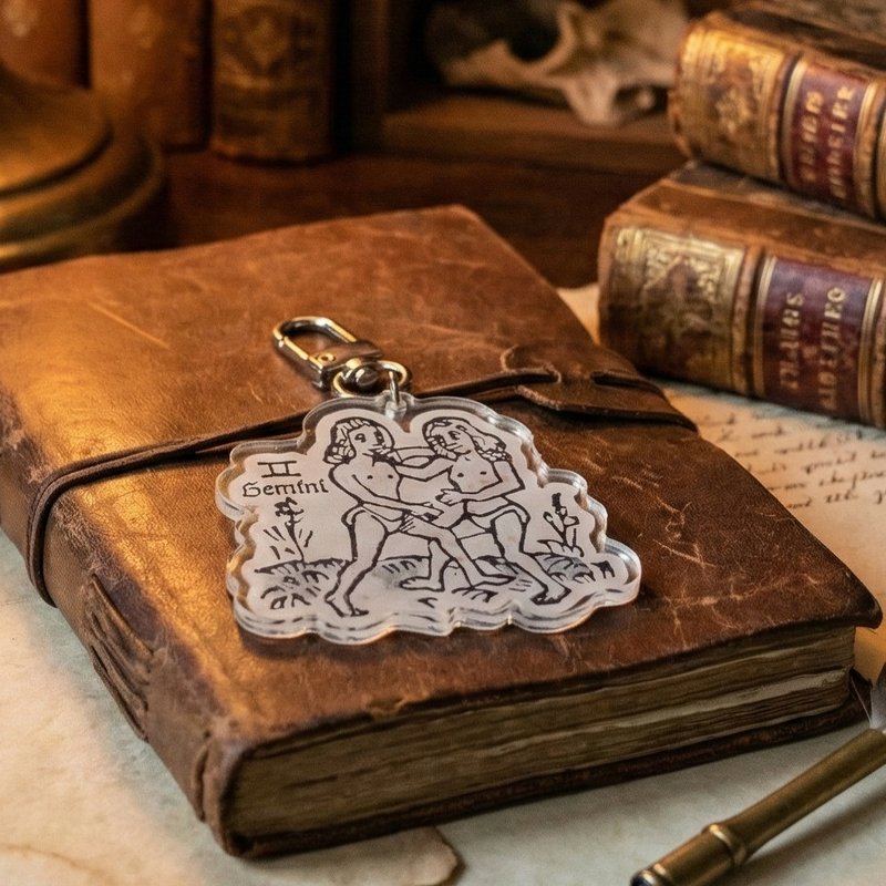[Gemini] Constellation from the Manuscript - Acrylic Charm | Medieval Astronomy | Vintage | Gift Exchange - Keychains - Plastic Khaki