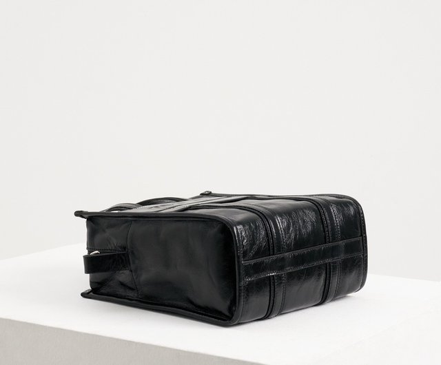 [mfnt] Camille Crinkled Black 牛革3ウェイバッグ Camille Crinkled Black 3Way Tote Bag (ITALY Cow Leather